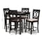 Baxton Studio Lenoir Sand Upholstered Espresso Finished 5-Piece Wood Pub Set 157-9593-9776 - alternate 3